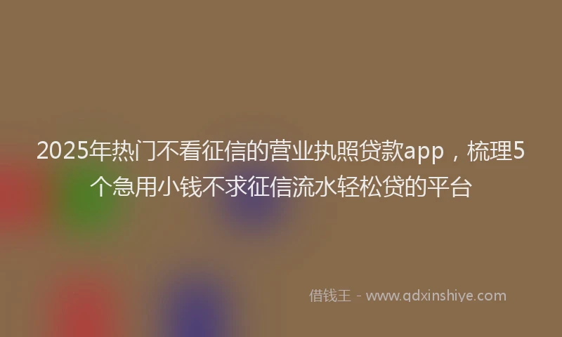2025年热门不看征信的营业执照贷款app，梳理5个急用小钱不求征信流水轻松贷的平台