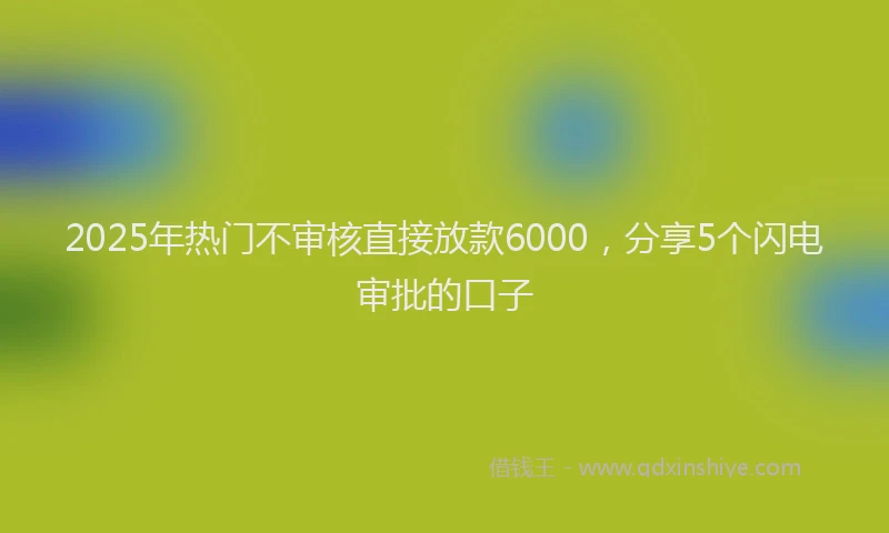 2025年热门不审核直接放款6000，分享5个闪电审批的口子