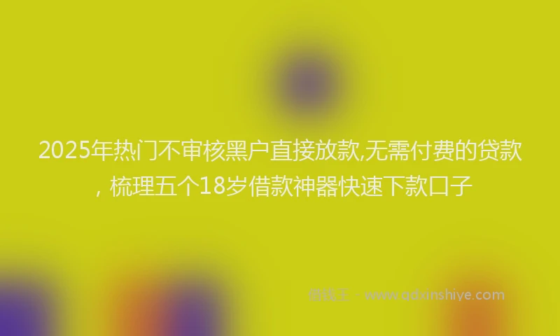 2025年热门不审核黑户直接放款,无需付费的贷款，梳理五个18岁借款神器快速下款口子