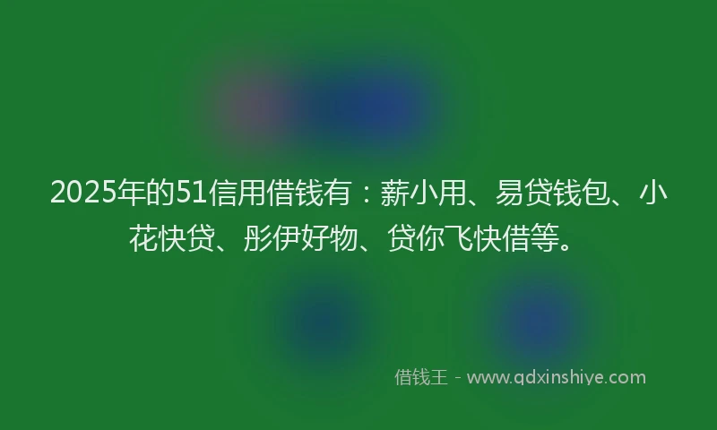 2025年的51信用借钱有：薪小用、易贷钱包、小花快贷、彤伊好物、贷你飞快借等。
