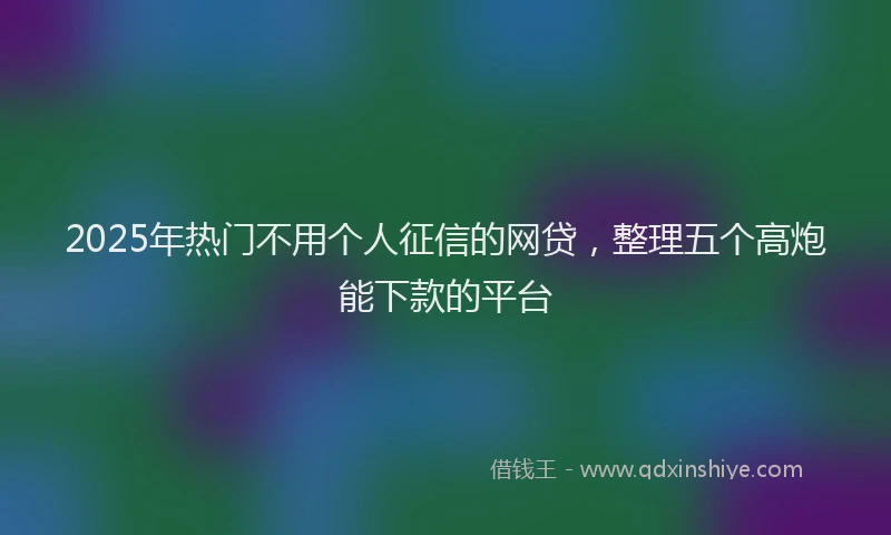 2025年热门不用个人征信的网贷，整理五个高炮能下款的平台