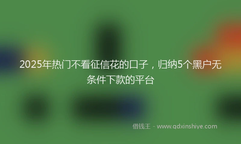 2025年热门不看征信花的口子，归纳5个黑户无条件下款的平台