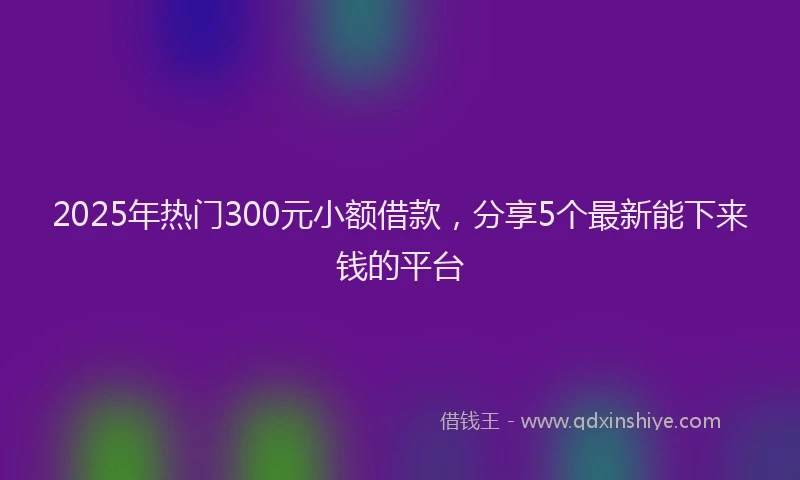 2025年热门300元小额借款，分享5个最新能下来钱的平台