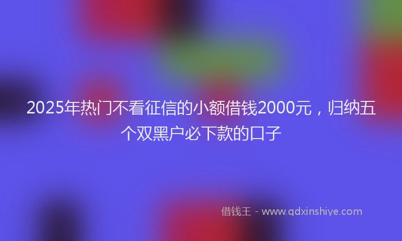 2025年热门不看征信的小额借钱2000元，归纳五个双黑户必下款的口子