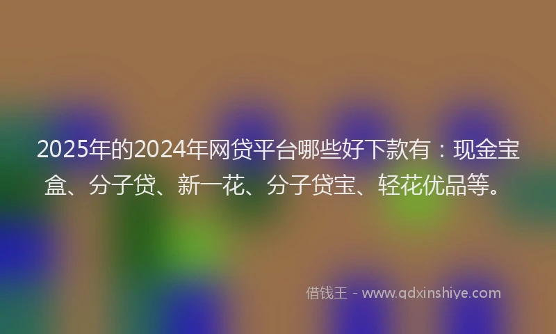 2025年的2024年网贷平台哪些好下款有:现金宝盒、分子贷、新一花、分子贷宝、轻花优品等。