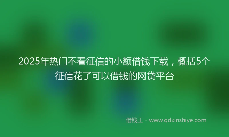 2025年热门不看征信的小额借钱下载，概括5个征信花了可以借钱的网贷平台