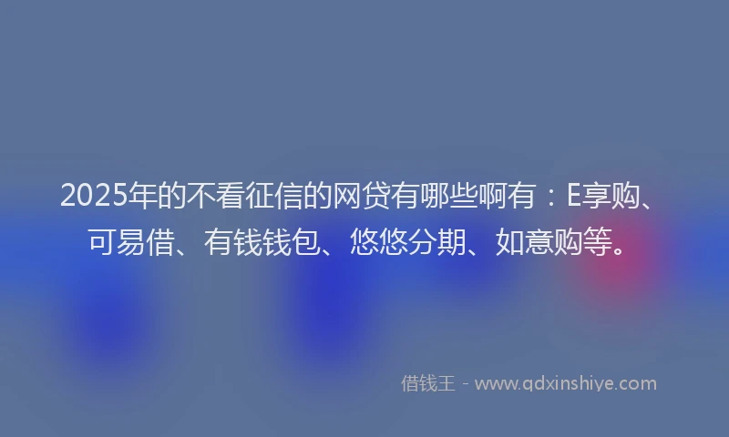 2025年的不看征信的网贷有哪些啊有：E享购、可易借、有钱钱包、悠悠分期、如意购等。