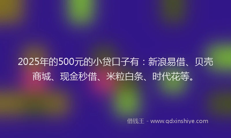 2025年的500元的小贷口子有：新浪易借、贝壳商城、现金秒借、米粒白条、时代花等。