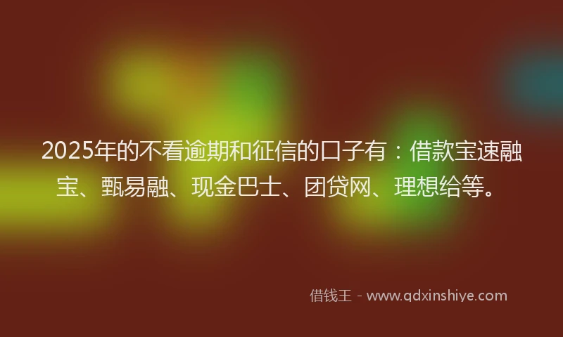 2025年的不看逾期和征信的口子有：借款宝速融宝、甄易融、现金巴士、团贷网、理想给等。