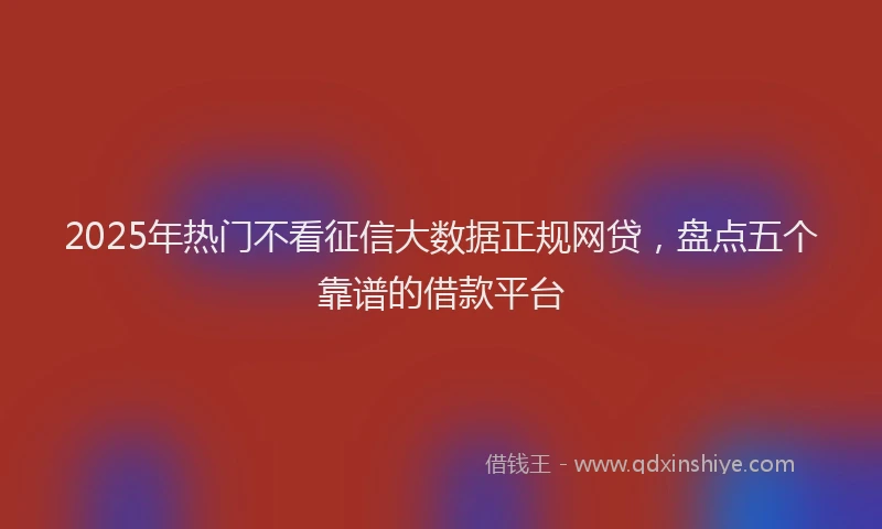 2025年热门不看征信大数据正规网贷，盘点五个靠谱的借款平台