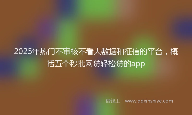 2025年热门不审核不看大数据和征信的平台，概括五个秒批网贷轻松贷的app