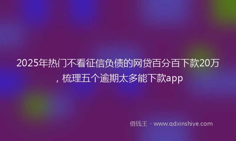 2025年热门不看征信负债的网贷百分百下款20万，梳理五个逾期太多能下款app