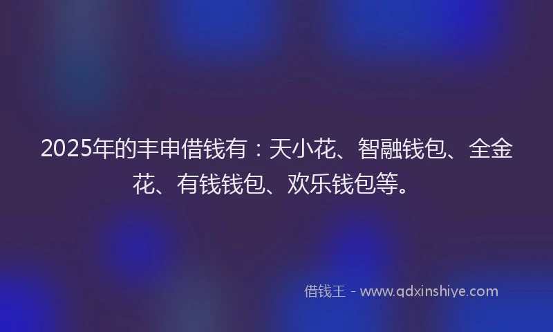 2025年的丰申借钱有：天小花、智融钱包、全金花、有钱钱包、欢乐钱包等。