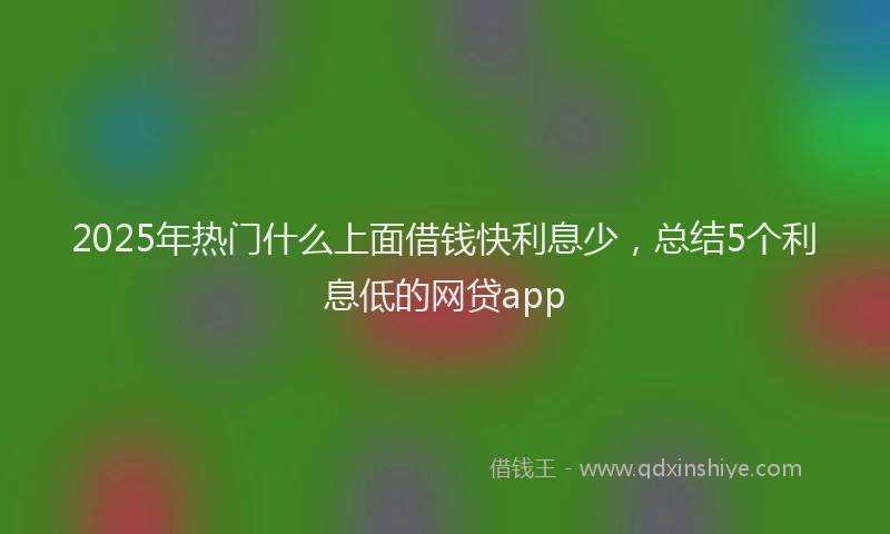 2025年热门什么上面借钱快利息少，总结5个利息低的网贷app