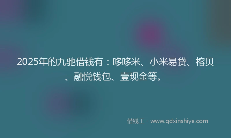 2025年的九驰借钱有：哆哆米、小米易贷、榕贝、融悦钱包、壹现金等。