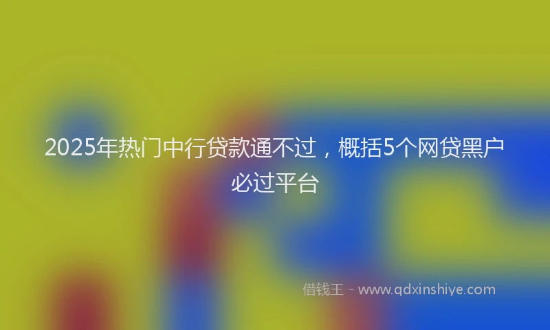2025年热门中行贷款通不过，概括5个网贷黑户必过平台