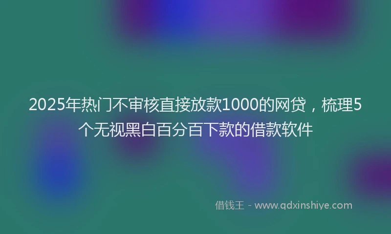 2025年热门不审核直接放款1000的网贷，梳理5个无视黑白百分百下款的借款软件