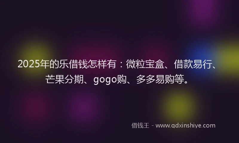 2025年的乐借钱怎样有：微粒宝盒、借款易行、芒果分期、gogo购、多多易购等。