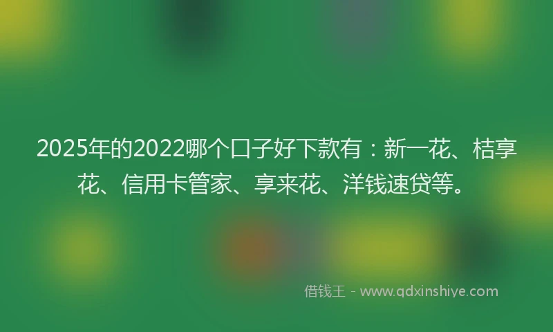 2025年的2022哪个口子好下款有：新一花、桔享花、信用卡管家、享来花、洋钱速贷等。