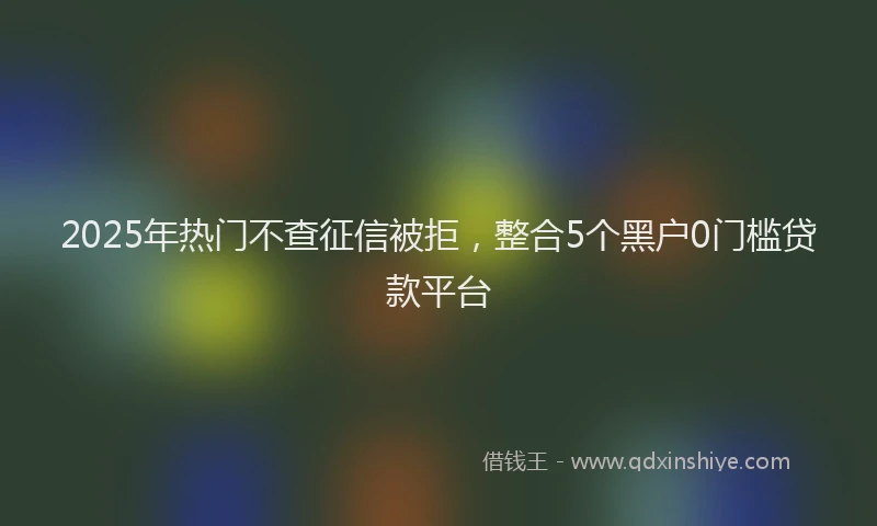 2025年热门不查征信被拒，整合5个黑户0门槛贷款平台