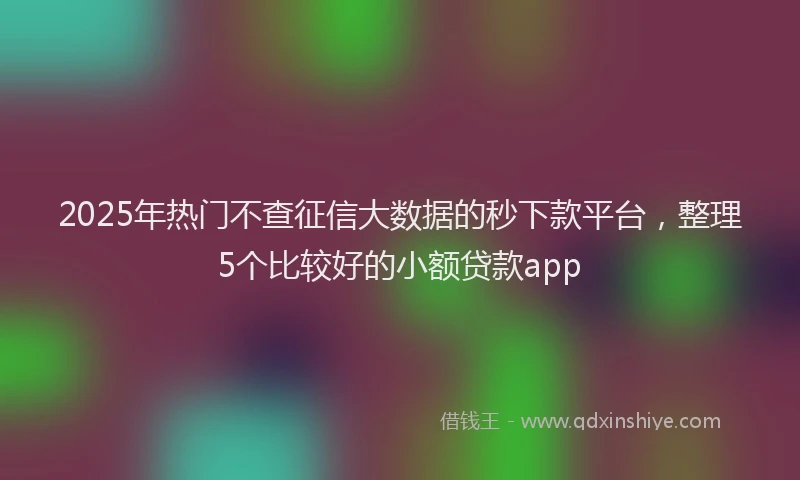 2025年热门不查征信大数据的秒下款平台，整理5个比较好的小额贷款app