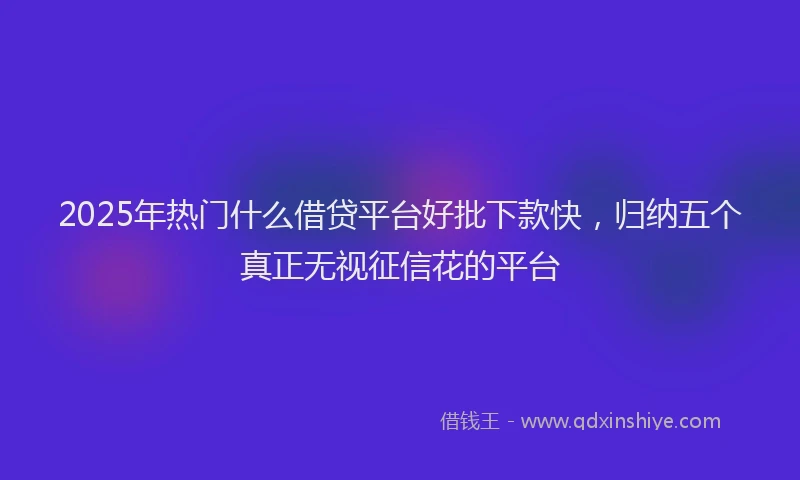 2025年热门什么借贷平台好批下款快，归纳五个真正无视征信花的平台