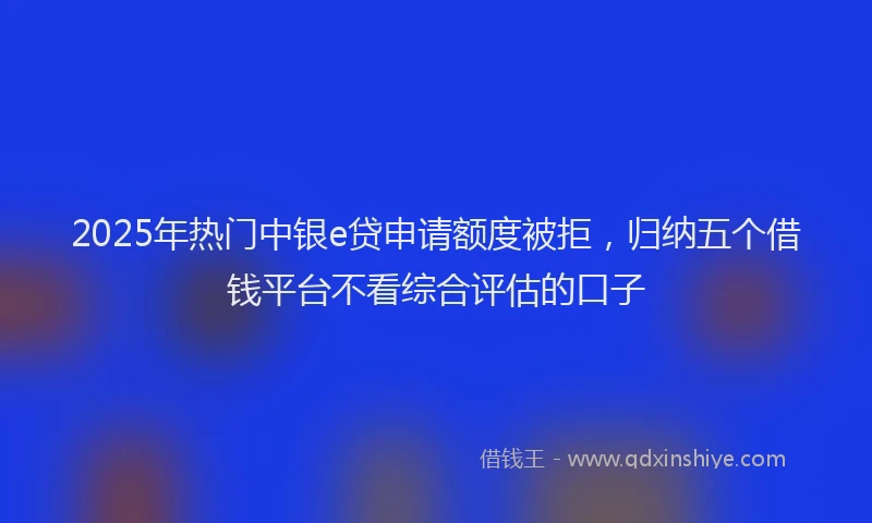 2025年热门中银e贷申请额度被拒，归纳五个借钱平台不看综合评估的口子