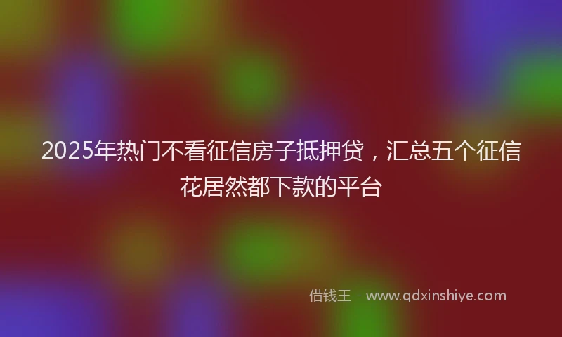 2025年热门不看征信房子抵押贷，汇总五个征信花居然都下款的平台