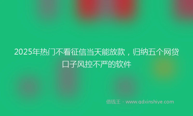 2025年热门不看征信当天能放款，归纳五个网贷口子风控不严的软件