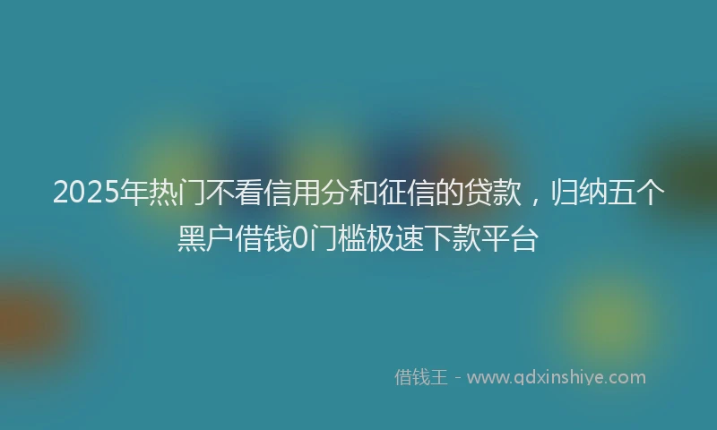 2025年热门不看信用分和征信的贷款，归纳五个黑户借钱0门槛极速下款平台