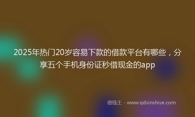 2025年热门20岁容易下款的借款平台有哪些，分享五个手机身份证秒借现金的app