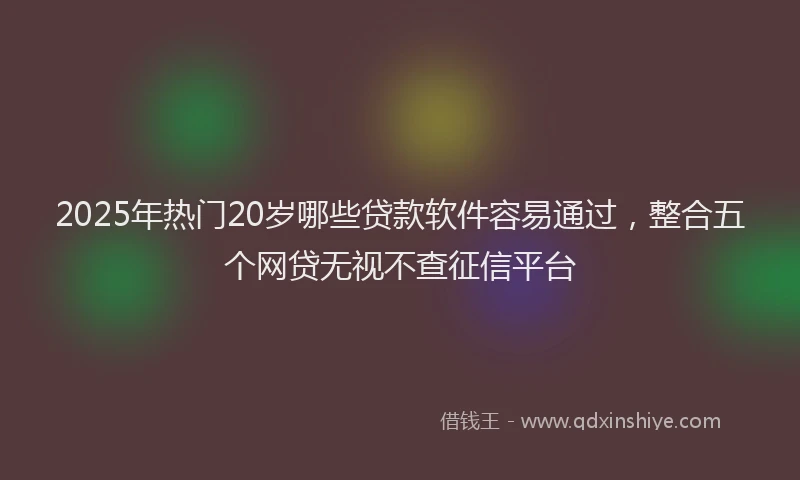 2025年热门20岁哪些贷款软件容易通过，整合五个网贷无视不查征信平台