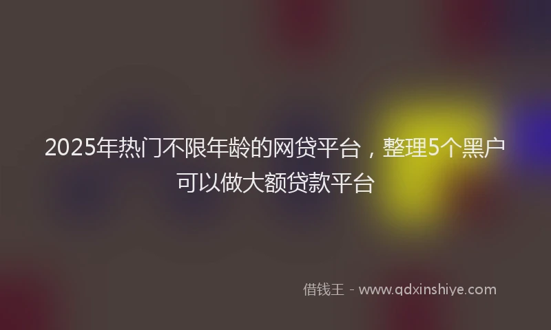2025年热门不限年龄的网贷平台，整理5个黑户可以做大额贷款平台