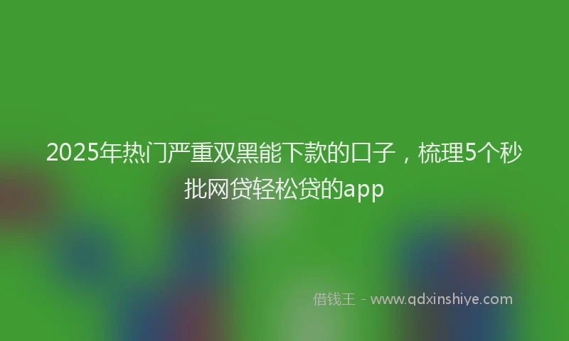 2025年热门严重双黑能下款的口子，梳理5个秒批网贷轻松贷的app