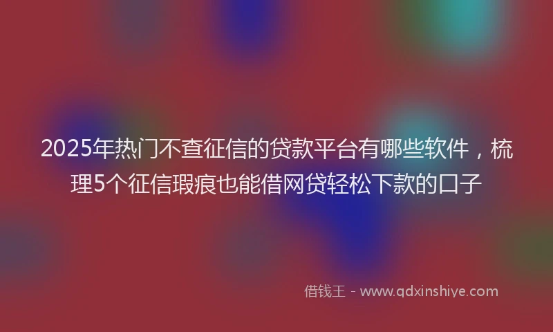 2025年热门不查征信的贷款平台有哪些软件，梳理5个征信瑕疵也能借网贷轻松下款的口子