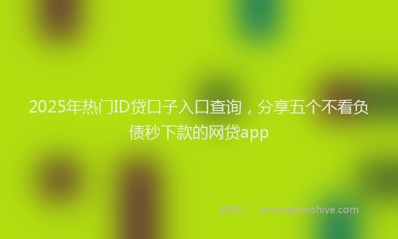 2025年热门ID贷口子入口查询，分享五个不看负债秒下款的网贷app