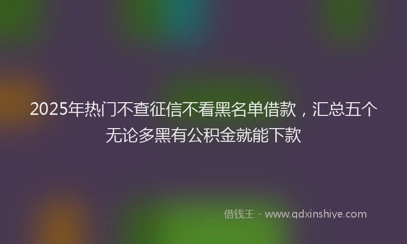 2025年热门不查征信不看黑名单借款，汇总五个无论多黑有公积金就能下款