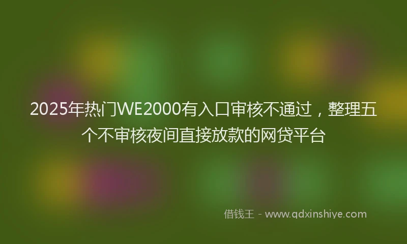 2025年热门WE2000有入口审核不通过，整理五个不审核夜间直接放款的网贷平台