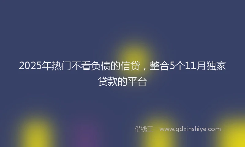 2025年热门不看负债的信贷，整合5个11月独家贷款的平台