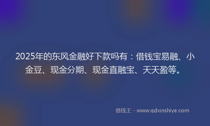 2025年的东风金融好下款吗有：借钱宝易融、小金豆、现金分期、现金直融宝、天天盈等。