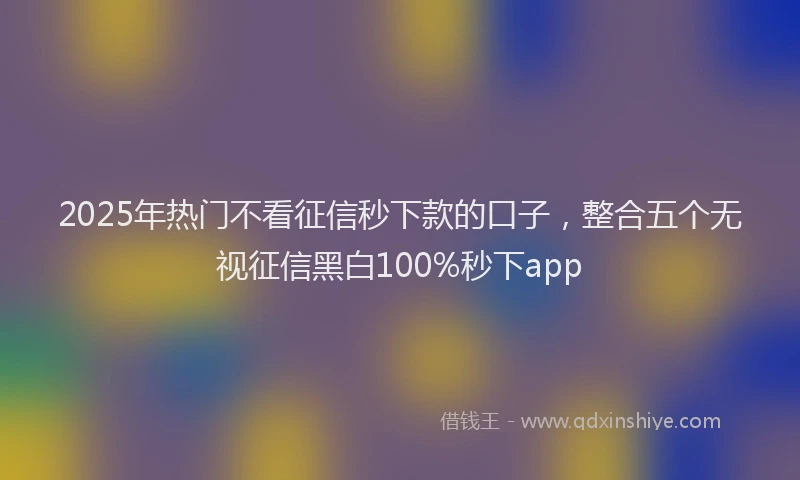 2025年热门不看征信秒下款的口子，整合五个无视征信黑白100%秒下app