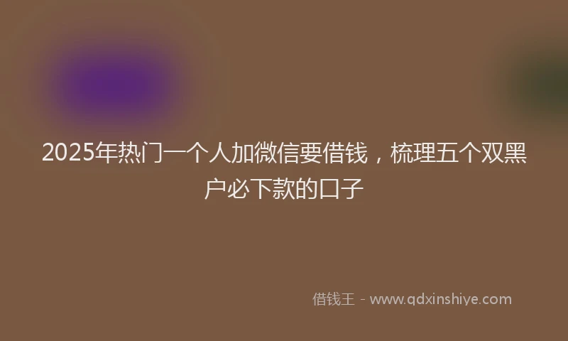 2025年热门一个人加微信要借钱，梳理五个双黑户必下款的口子
