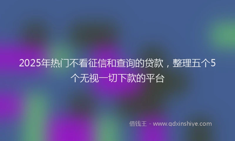 2025年热门不看征信和查询的贷款，整理五个5个无视一切下款的平台