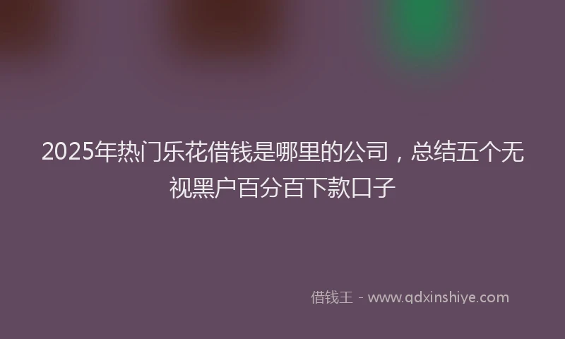 2025年热门乐花借钱是哪里的公司，总结五个无视黑户百分百下款口子
