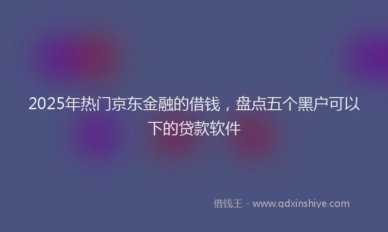 2025年热门京东金融的借钱，盘点五个黑户可以下的贷款软件