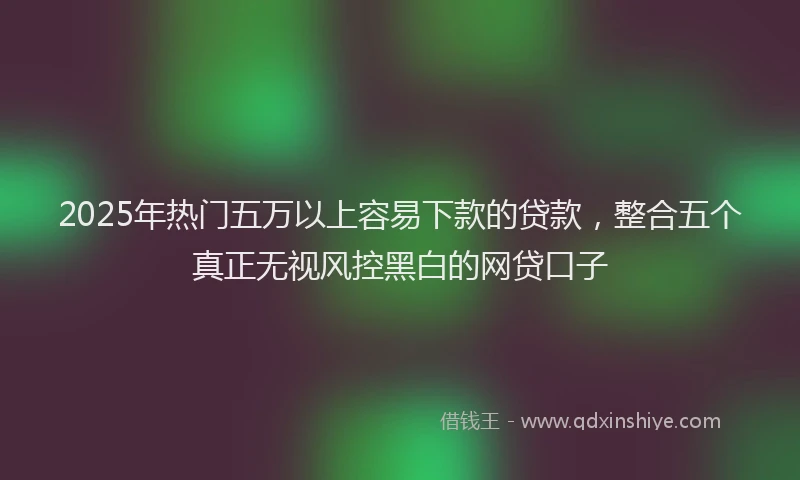 2025年热门五万以上容易下款的贷款，整合五个真正无视风控黑白的网贷口子