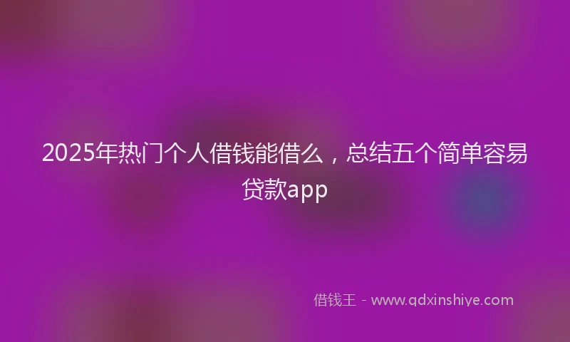 2025年热门个人借钱能借么，总结五个简单容易贷款app