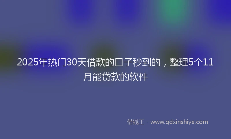 2025年热门30天借款的口子秒到的，整理5个11月能贷款的软件