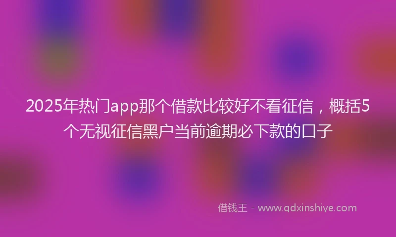 2025年热门app那个借款比较好不看征信，概括5个无视征信黑户当前逾期必下款的口子