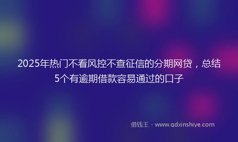 2025年热门不看风控不查征信的分期网贷，总结5个有逾期借款容易通过的口子